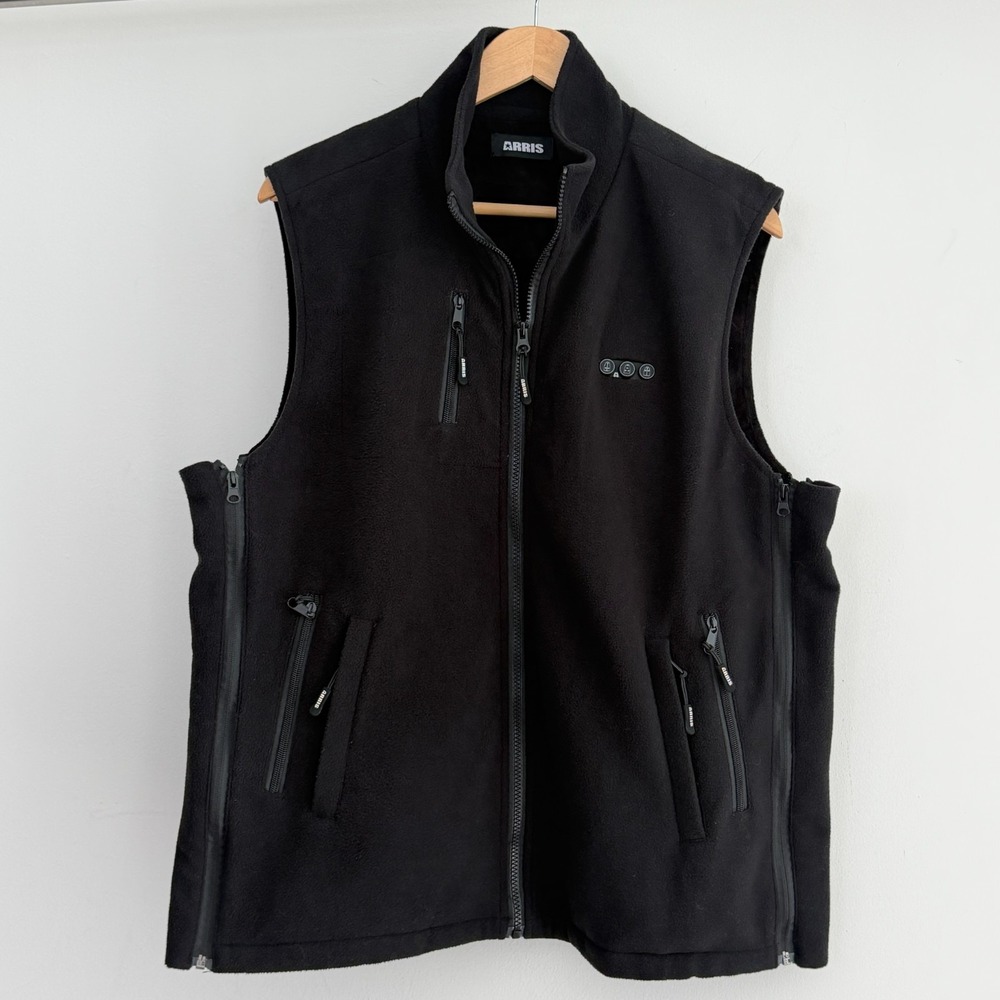 ARRIS Heated Fleece Vest Jacket 7.4 Unisex Black Adjustable Size + Battery Pack